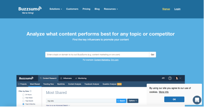 Buzzsumo: trending topics and social media influencers